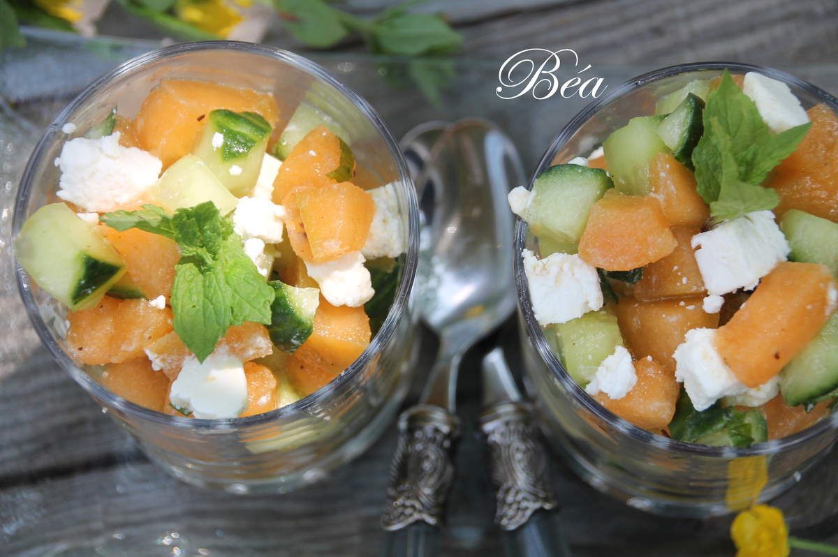 Tartare De Melon Feta Concombre Et Menthe Tartare melon, concombre et feta à la menthe - Les petits plats de Béa