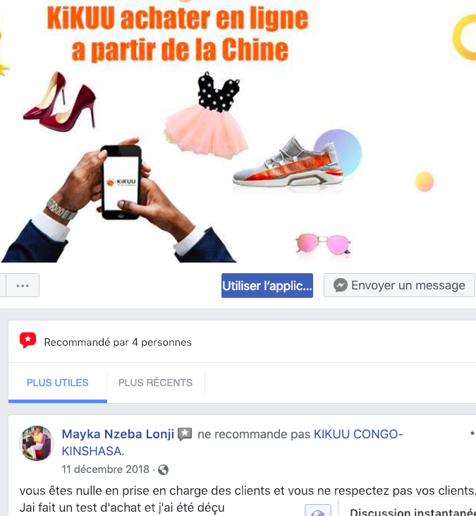 Avis négatifs E-commerce RDC