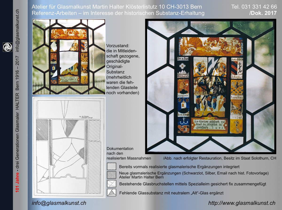 Glasmalerei flicken, restaurieren, sichern, schützen, etc.