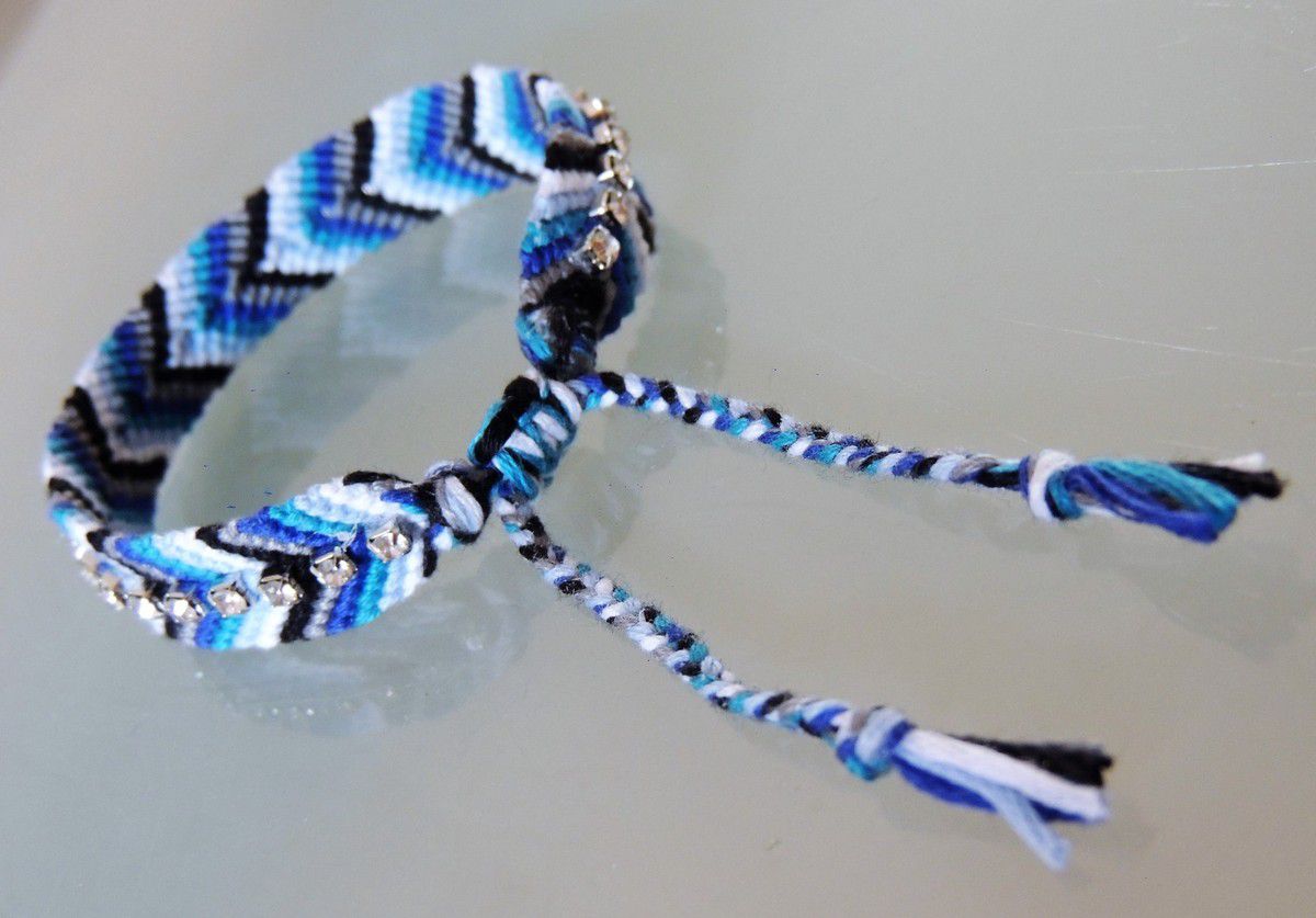 bracelet brésiliens chevron 6 couleurs avec chainette de strass - les  confections de laurence