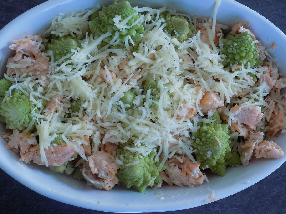 Gratin de chou romanesco au saumon dukan - La cuisine de Fanie