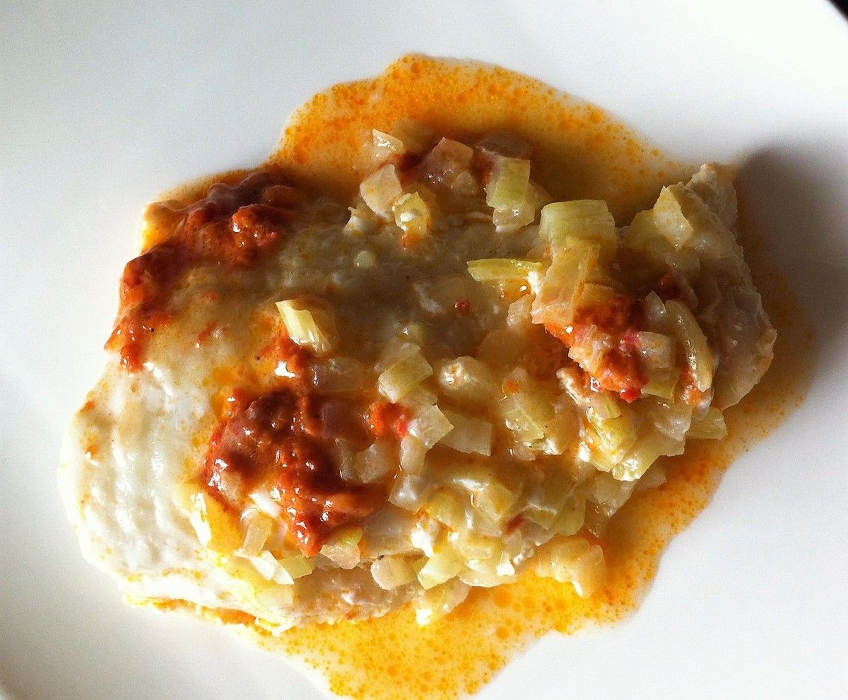 Filet de loup de mer à la crème de chorizo au microondes La cuisine