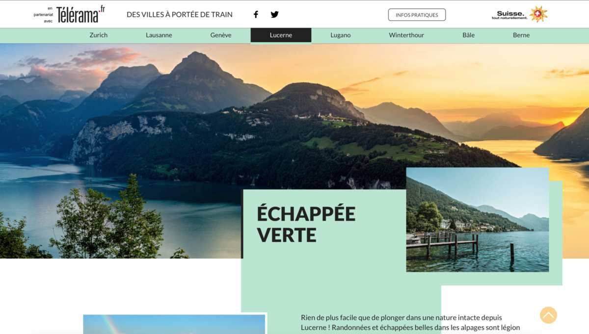 CAMPAGNE DE PUBLICITE WEB pour l'Office du Tourisme de Suisse et TELERAMA