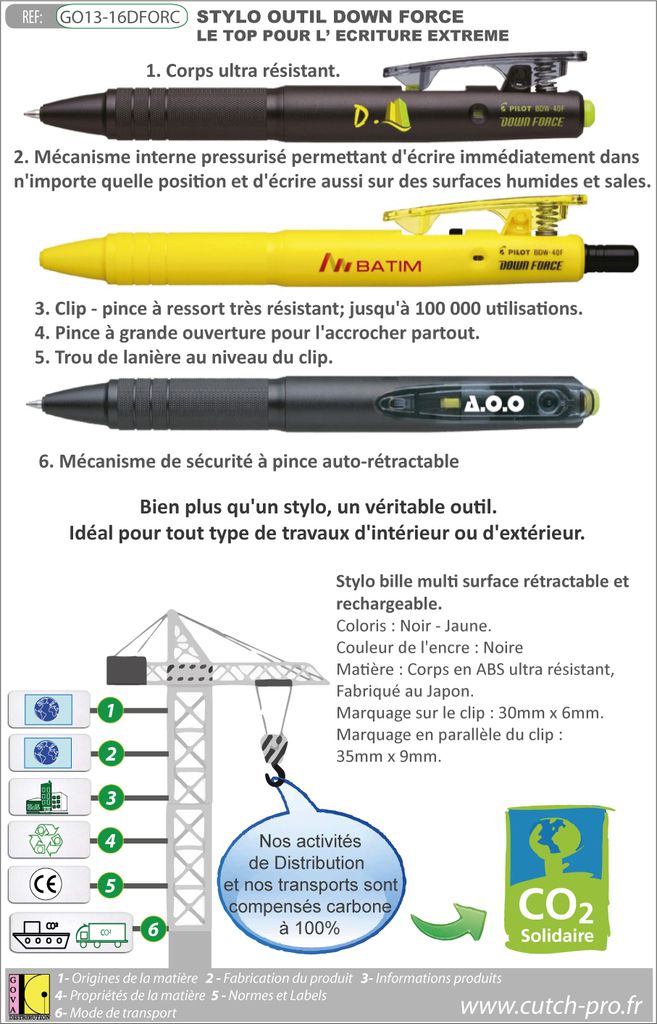 Stylo outils PILOT avec marquage personnalise GO13-16DFORC.