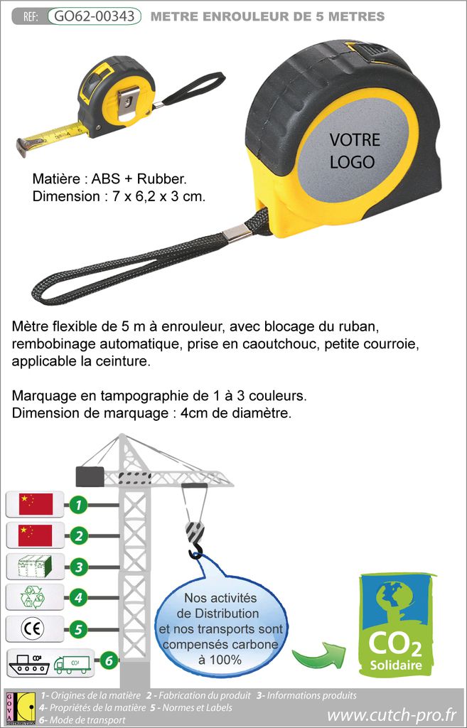 Mètre ruban de 5 mètres 