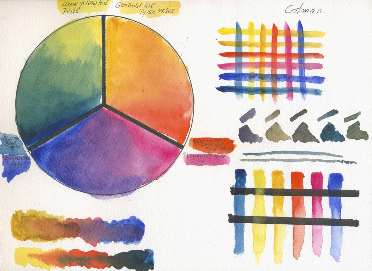 Cotman by Winsor & Newton 3 Primaries 2 Hues Limited Colour Palette