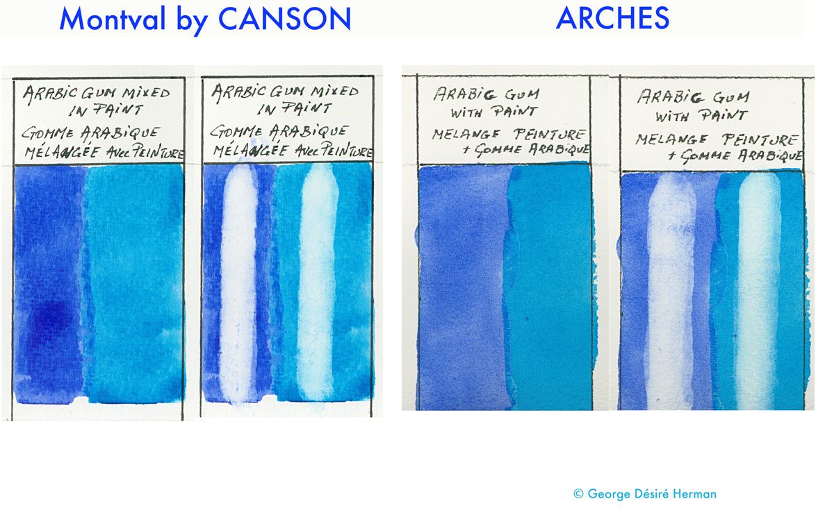 Application with paint + gum arabic mixture on clean paper