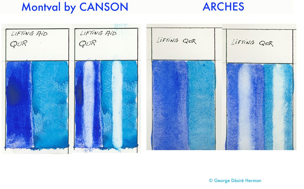 Comparative Lifting. : Watercolor applied on a layer of Lift Aid by QOR by Golden