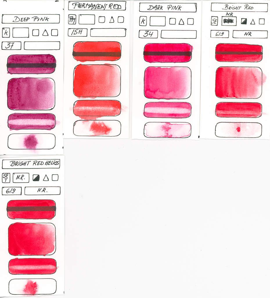 Reds without any information about pigments used by manufacturer