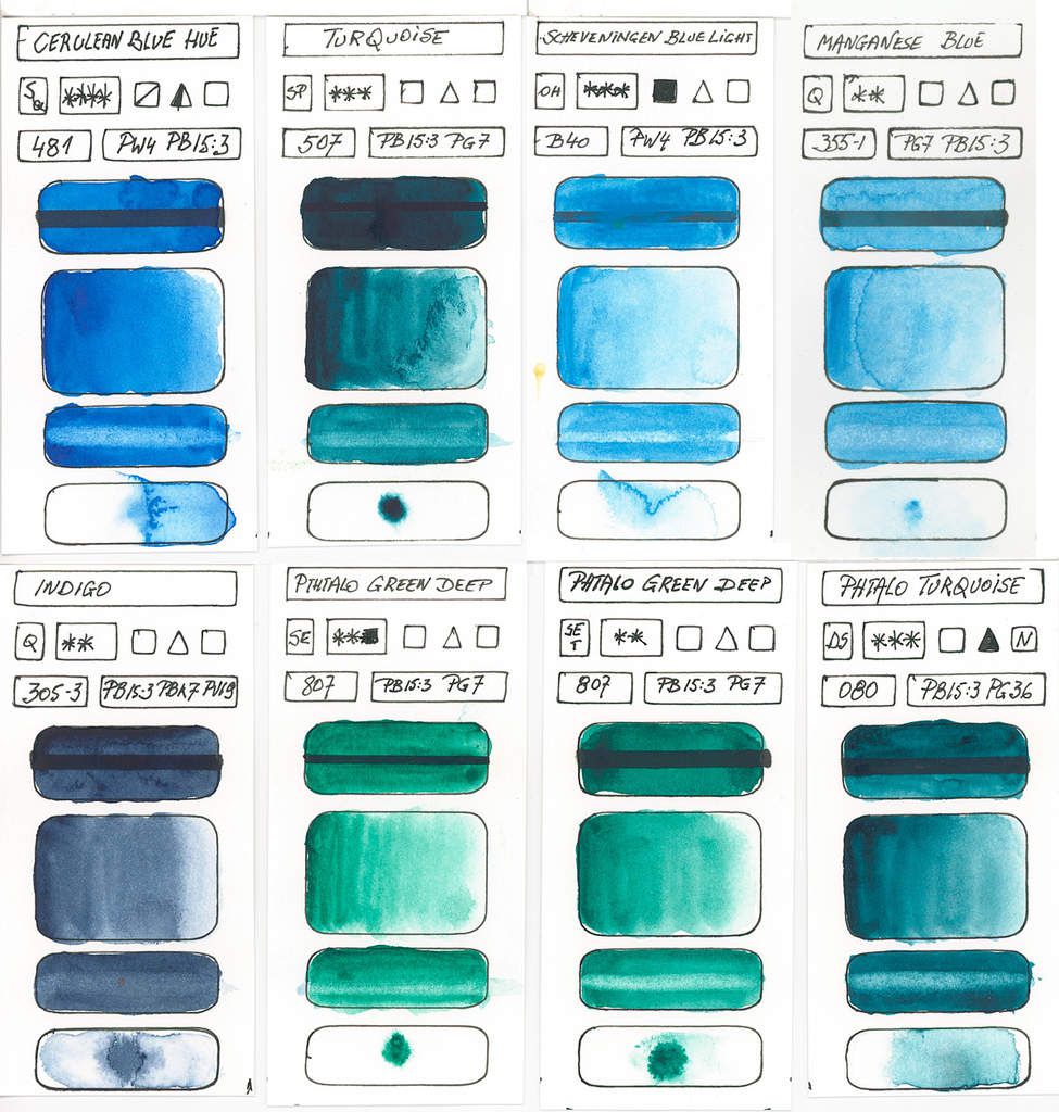 Les Teintes Bleus selon les Pigments pour l'Aquarelle - Désiré George  Herman, Artiste Aquarelliste Watercolourist Blogueur Blogger