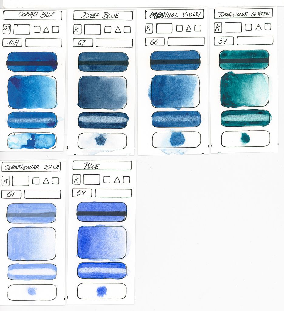 Other Blues without information about the pigments used in these paints continued