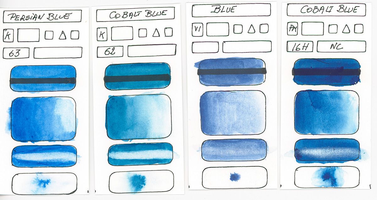 Other Blues without information about the pigments used in these paints