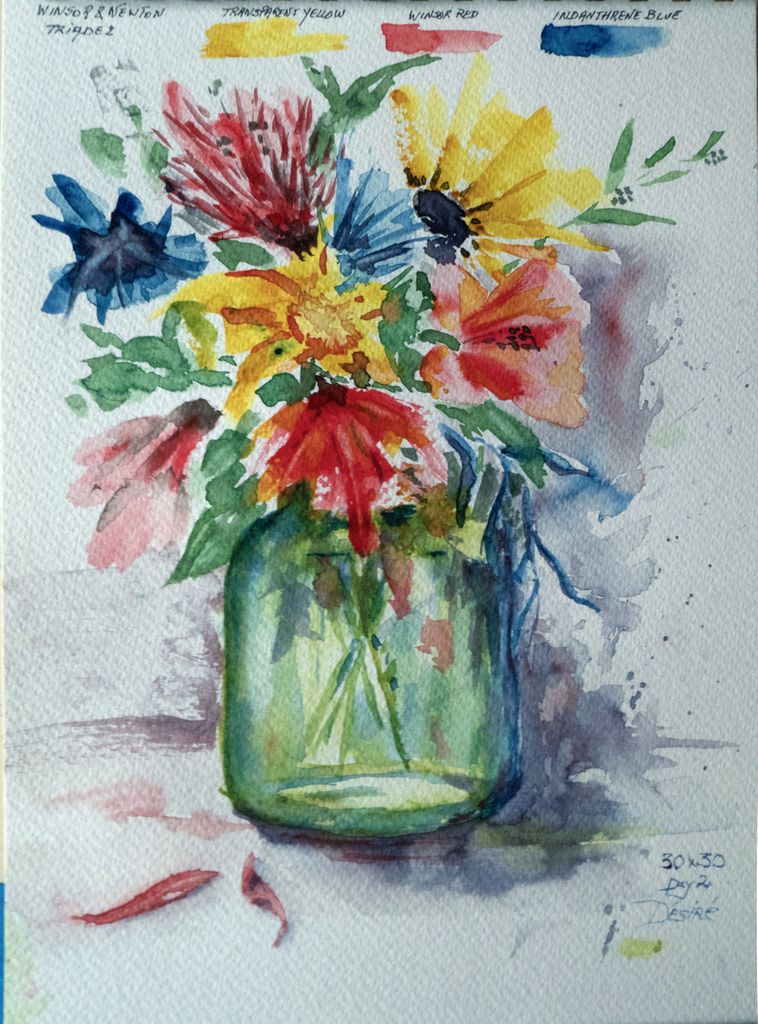 Petite Étude Jour 2 du Défi avec Triade Moderne et couleurs Winsor & Newton