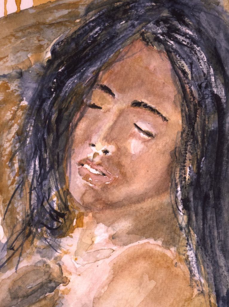 Détail de l'aquarelle utilisant la Triade " Terres Vibrantes "