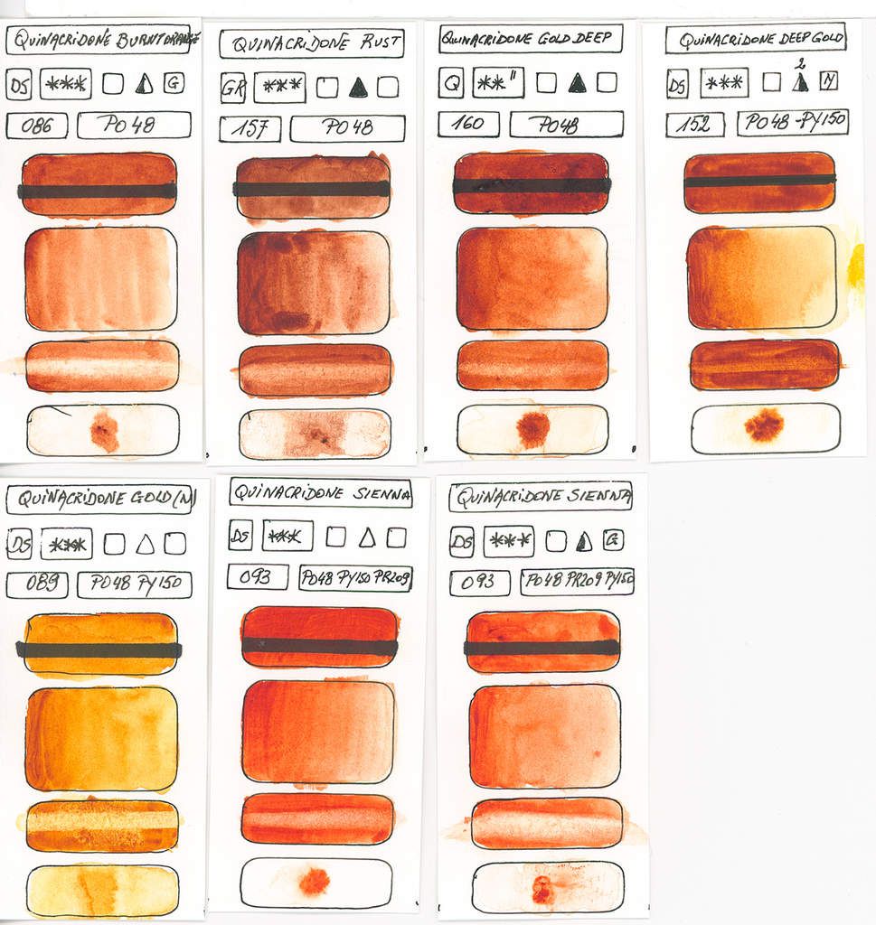 Orange Watercolor Paint swatches created with pigment PO48