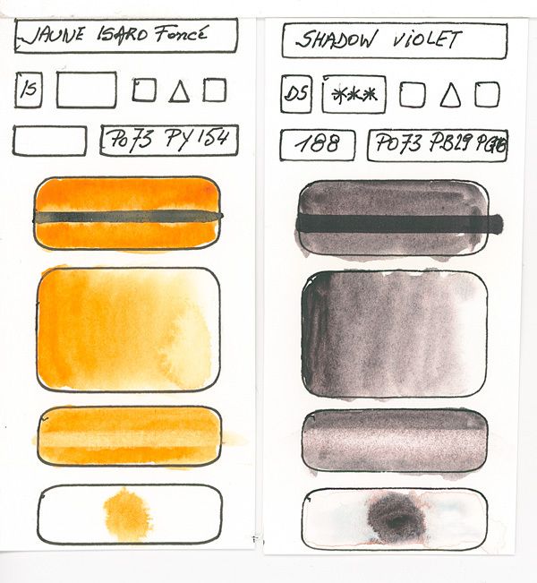 Orange Watercolor Paint swatches created with pigment PO73 and others