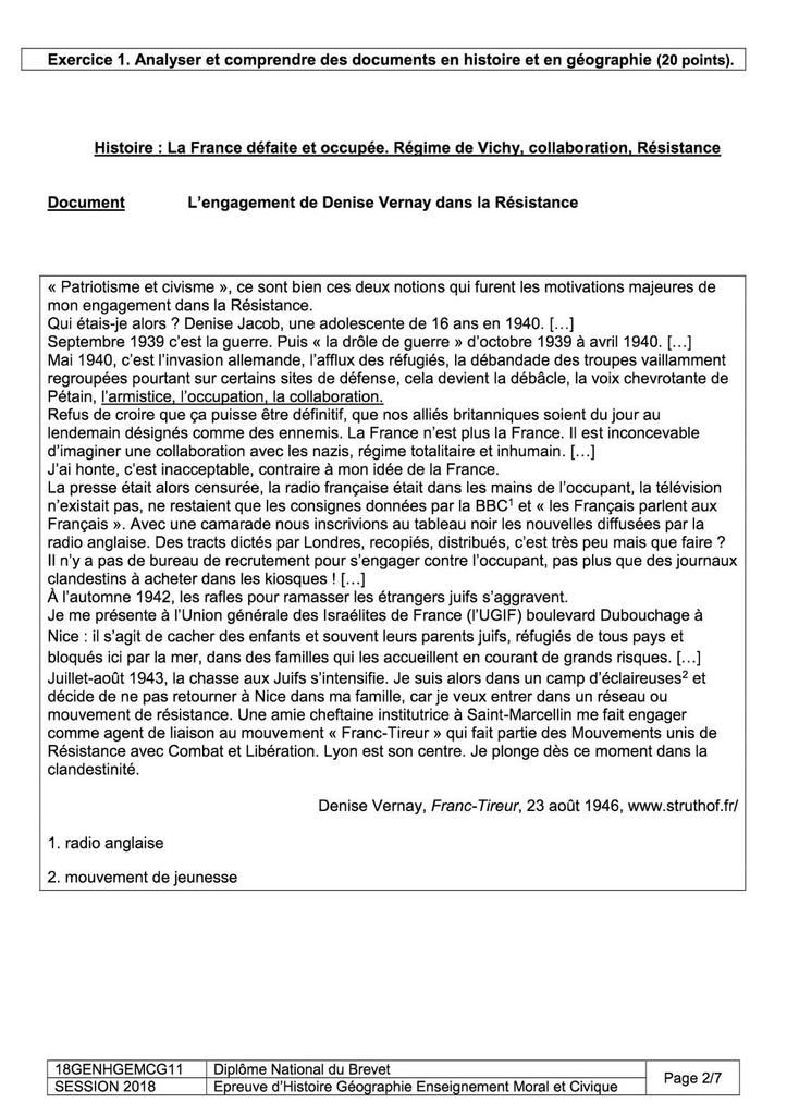 Sujet Brevet La France Défaite Et Occupée DNB Histoire-Géographie : le sujet du Liban de l'épreuve de 2018 - APHG Nord-Pas-de-Calais