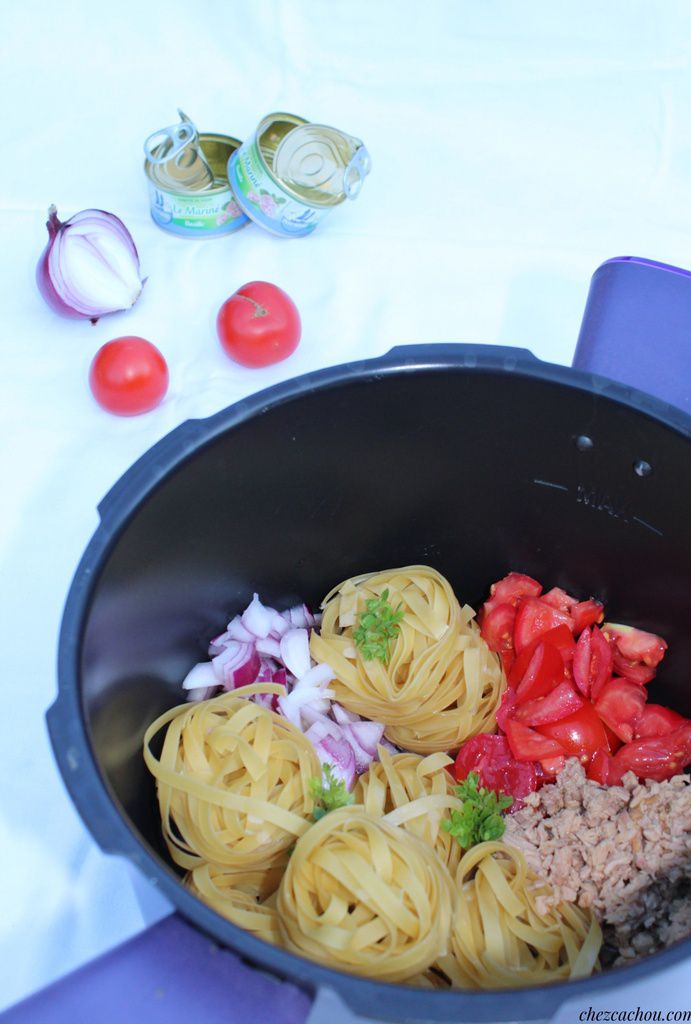 One pot pasta thon et tomates avec ou sans Cookeo. Recette Weight Watchers 