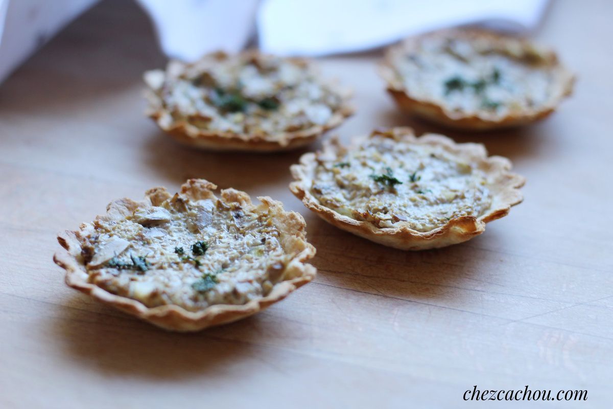 Mini-tartelettes express aux champignons et chèvre frais