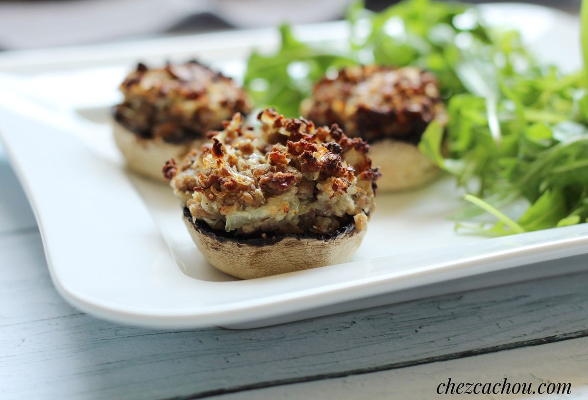 Champignons farcis à la viande hachée de boeuf