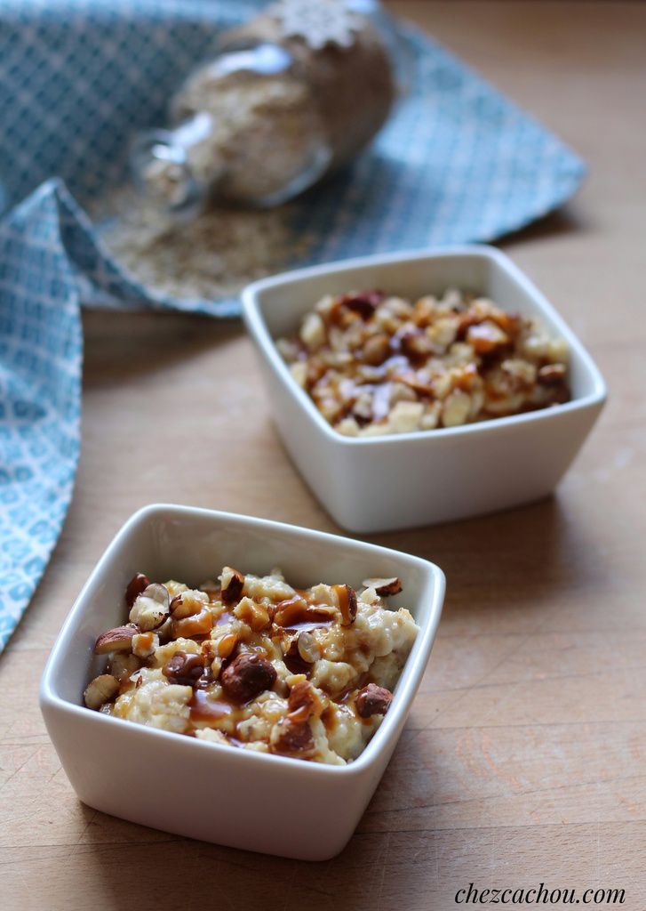 Porridge aux noisettes et caramel au beurre salé