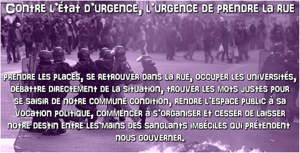 NON À L’ÉTAT D’EXCEPTION PERMANENT, LEVÉE DE L’ÉTAT D’URGENCE, NON À LA DÉCHÉANCE DE NATIONALITÉ !