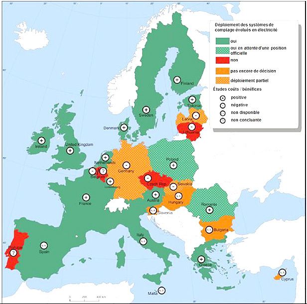 CARTE D'IMPLANTATION DES LINKY EN EUROPE