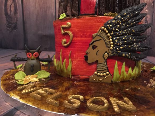 Gâteau Kirikou et Karaba la sorcière - entièrement réalisé à la main - entièrement comestible - 5 ans de Nelson
