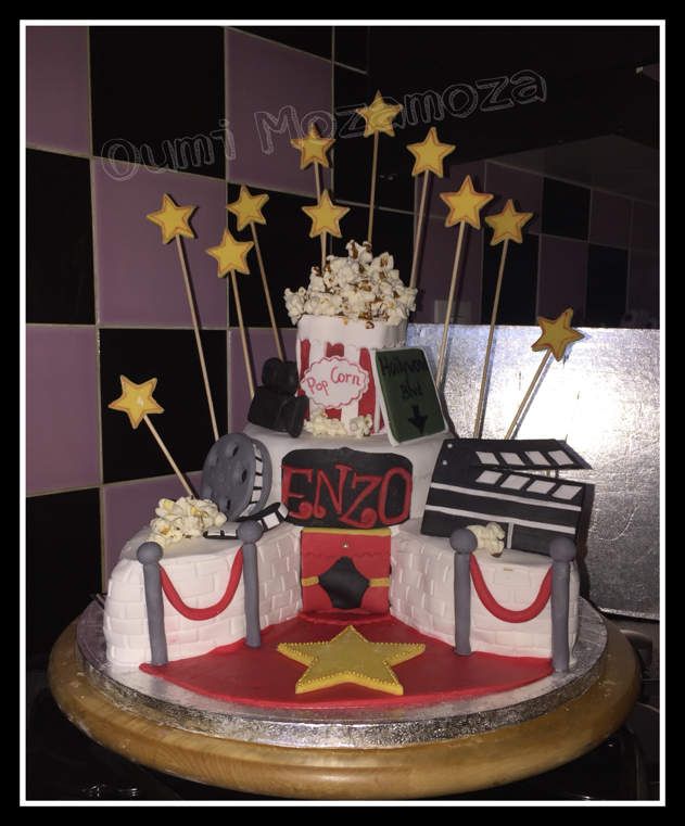 Gateau Hollywood Genoise Au Chocolat Ganache Chocolat Noir Nutella Rkt Pate A Sucre Gel Alimentaire Pop Corn Caramel 11 Ans De Enzo Octobre 16 Oumi S Cake Sug Art