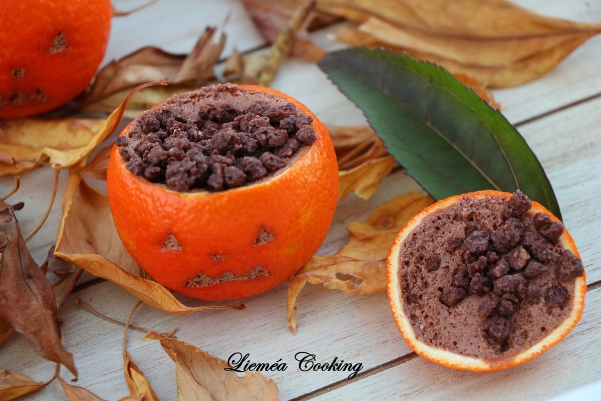 Mini citrouille à la mousse au chocolat clémentine Lieméa Cooking