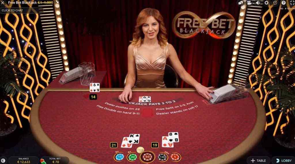 nouveau jeu en direct Free Bet Blackjack par Evolution Gaming