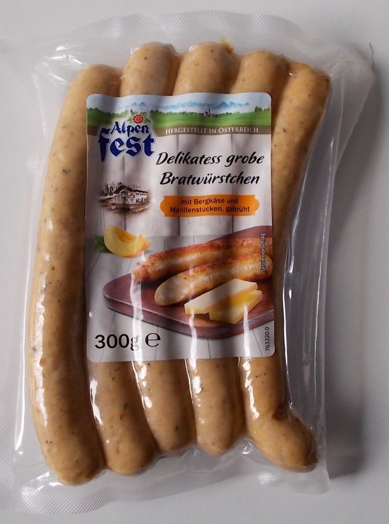 [Lidl] Alpenfest Bratwürstchen mit Bergkäse und Marille - BlogTestesser