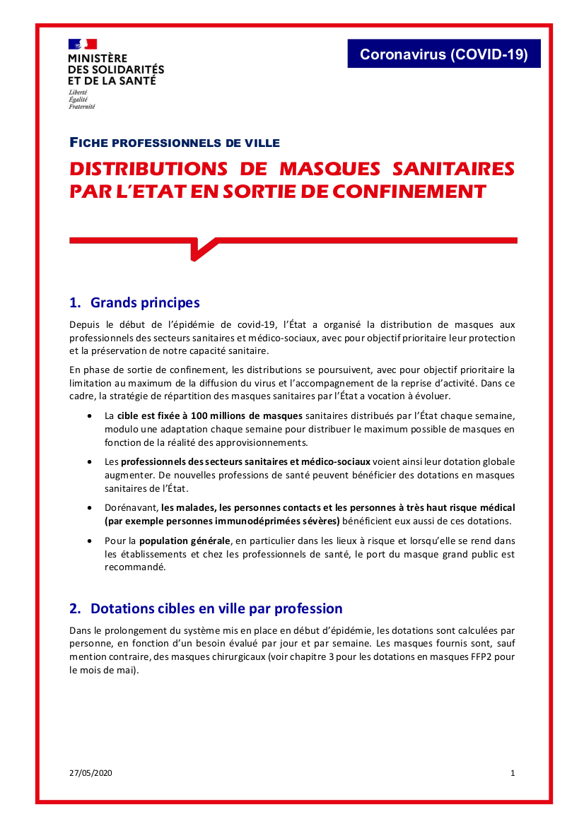 Médecins Généralistes, Gouvernement, COVID 19, Masques