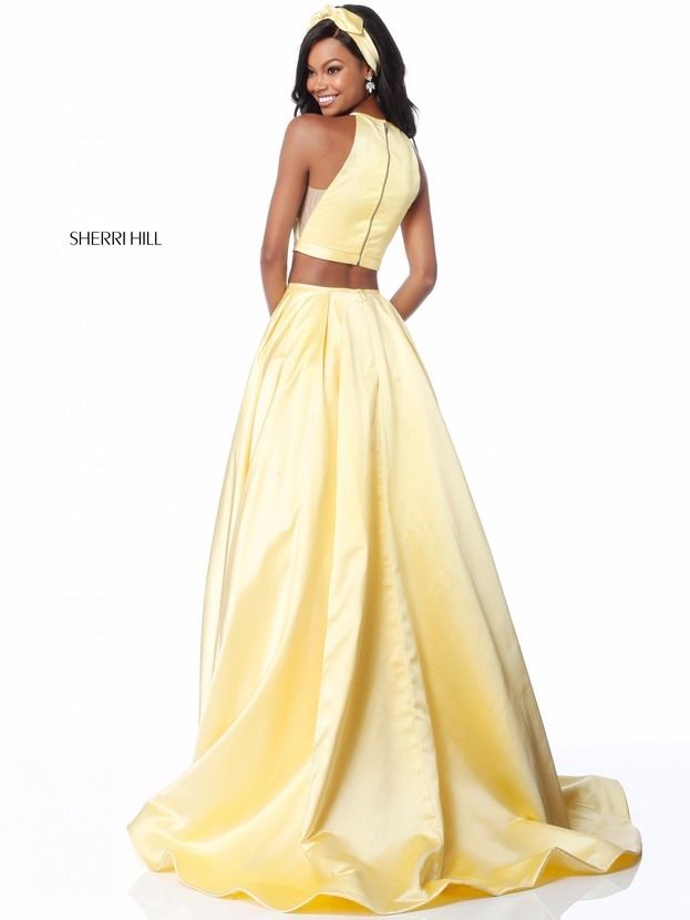 sherri hill yellow two piece