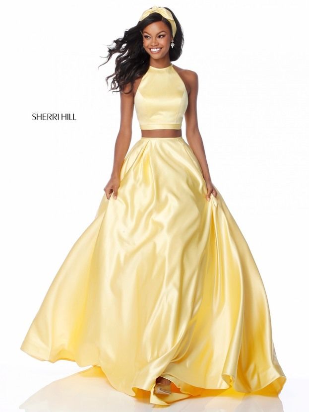 sherri hill yellow two piece