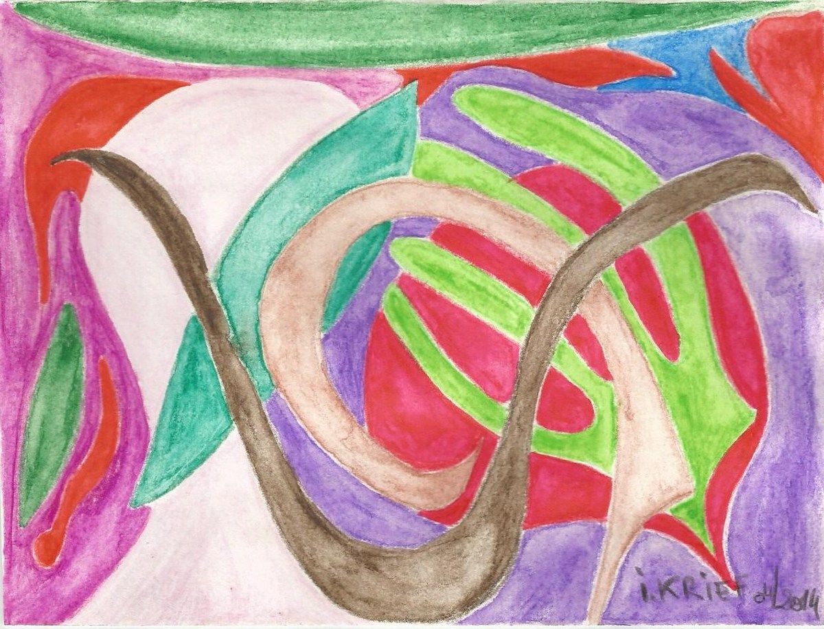 Gotika, carte postale, artiste, aquarelle, reproduction, format A6,avec enveloppe auto collante, rouge, vert, violet, rose, isabelle krief, gothique, fantastique, feerique, abstrait