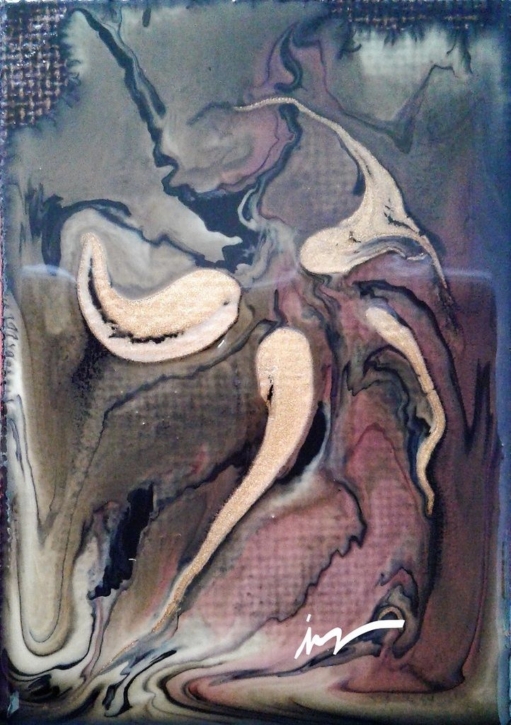 carte postale avec enveloppe,impression tableau huile isabelle krief,l homme sans tete marron rouge dore,gothique bobo boho