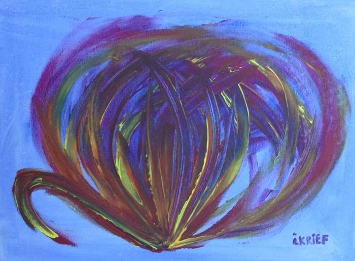 Carte postale impression tableau peinture acrylique,la citrouille bleue,rouge marron jaune violet,peinture aux doigts, aucun pinceau,oeuvre artistique d isabelle krief,carte postale format A6,bobo boho gothique,abstrait fantastique,cadeau fete anniversaire noel