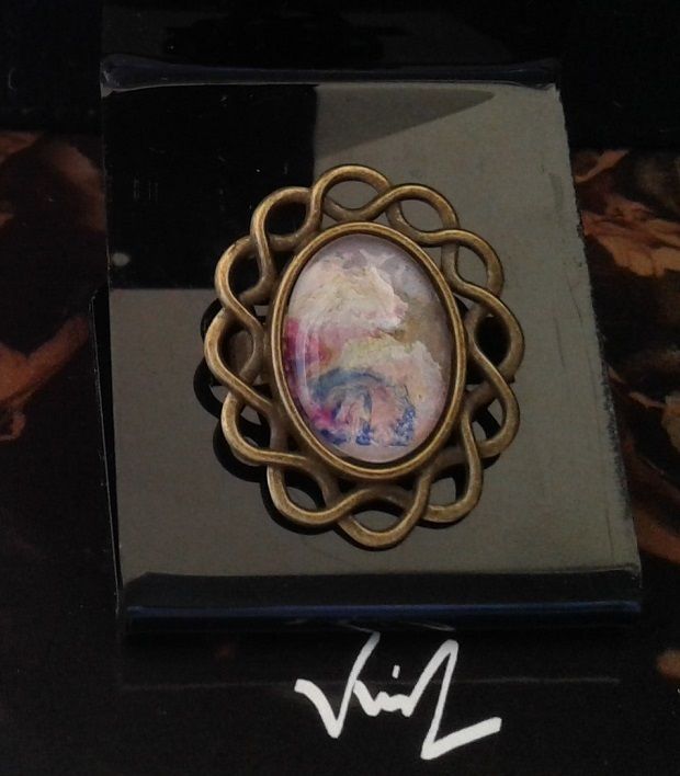 creation originale artiste française,bague bronze ajustable,cabochon oval, peint à la main,fleur jaune bleu rouge,blanc vert mauve,art nouveau fantastique,cadeau bijou femme fille,fête anniversaire ceremonie noel,gothique bohème bobo,victorien edouardien hippie