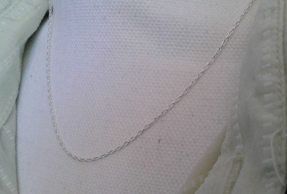 Chaîne argent sterling,poinçon 925,maille forçat,46cm,complète avec fermoir mousqueton,dia 1mm,chaîne fine legère,fourniture bricolage mercerie,bijou pendentif boheme boho,gothique hippie art deco,baroque rococo