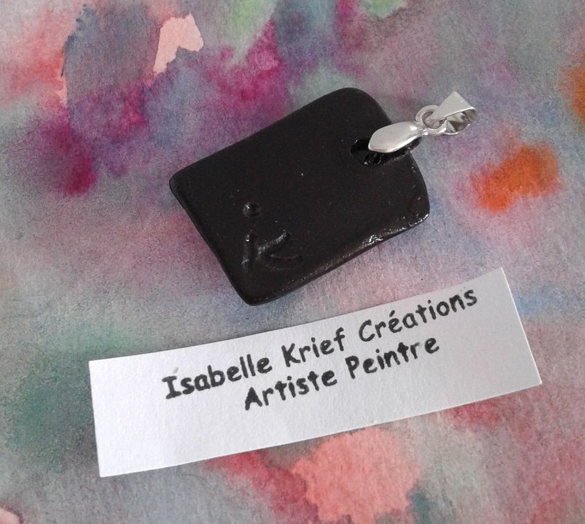 Bijou artiste créateur signature,pendentif rectangle noir,orné de cristal swarovski,rose orange jaune,fait mains en france,art moderne contemporain,bélière argent rhodié,bobo boho gothique,art deco tendance fashion unisex,cadeau fete anniversaire noel