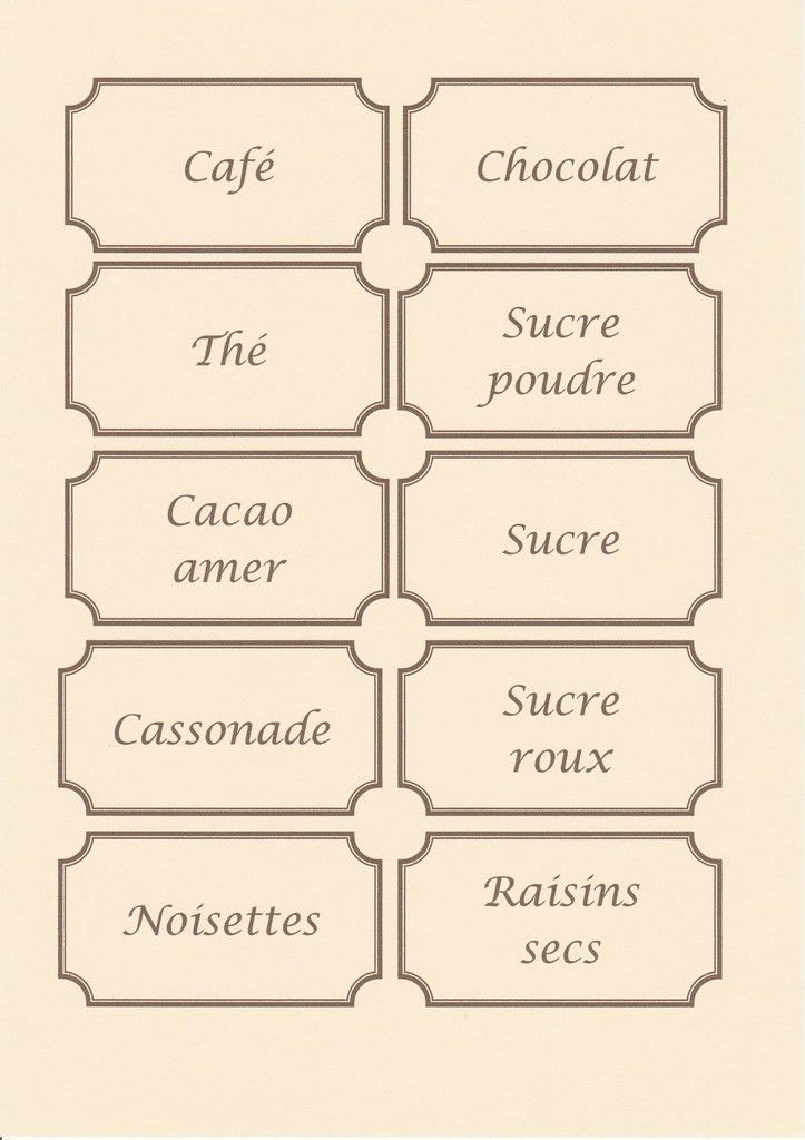 Etiquettes pour Bocaux - Sucre