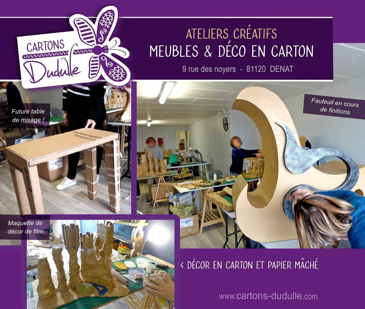 REPRISE DES ATELIERS MEUBLE EN CARTON à DENAT (81) ! - Laura Dambre eco  design factory (anciennement : Cartons Dudulle)