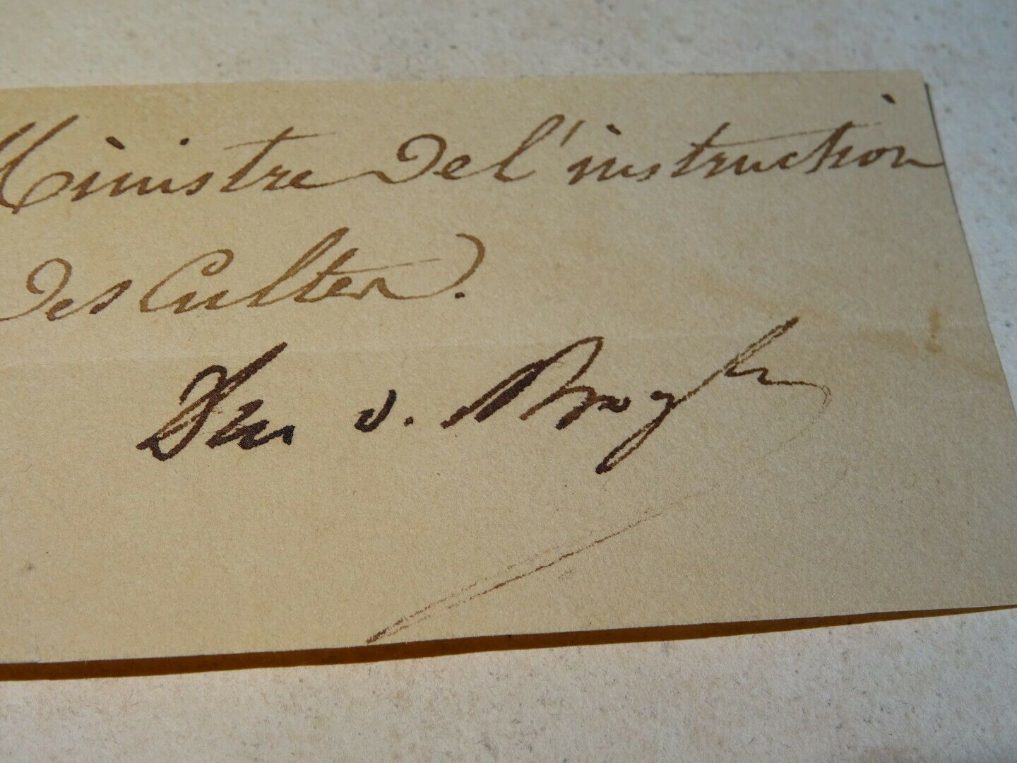 Signature autographe du Duc Victor de Broglie, Ministre de l'Instruction (2)