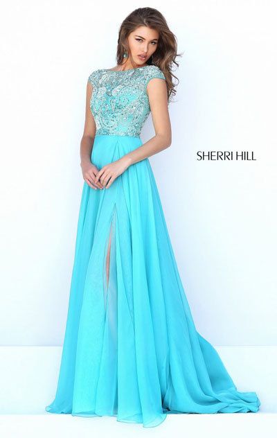 aqua evening dress