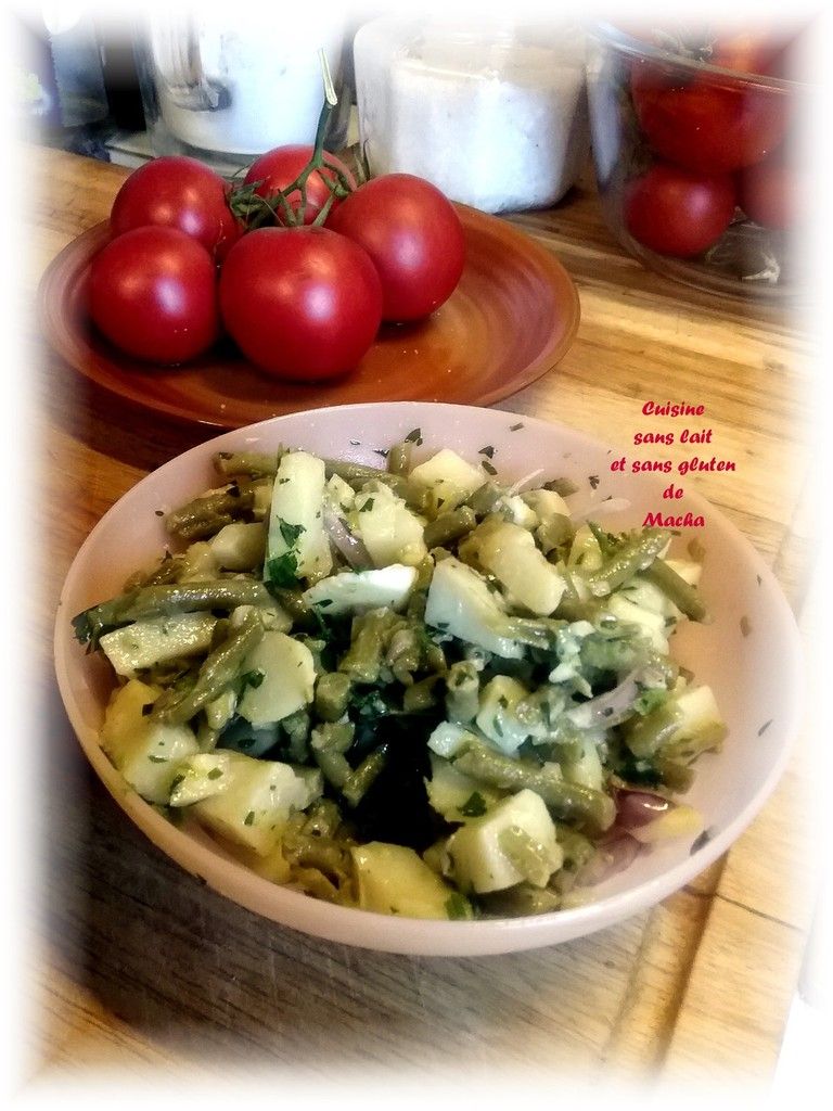 Salade de pomme de terre et haricots verts ,endive jambon sauce Mornay