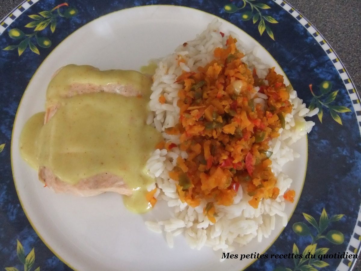 saumon légumes et riz sauce safran au thermomix
