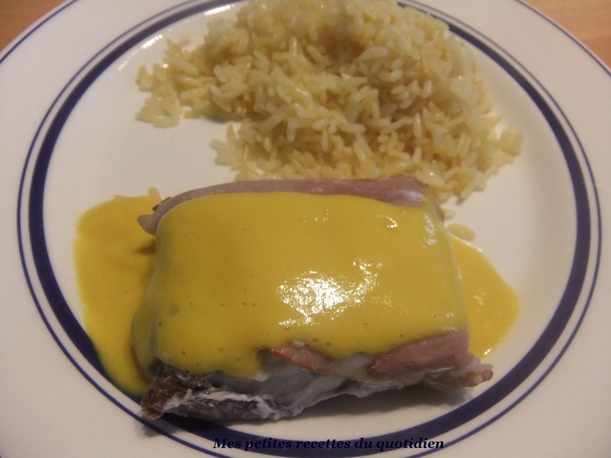 Filet de poisson au jambon cru, riz et sauce aux légumes au Thermomix 