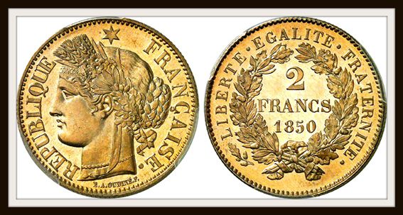 1850 - Épreuve en or. 10000€. Pas de différent. pas de lettre d'atelier.  