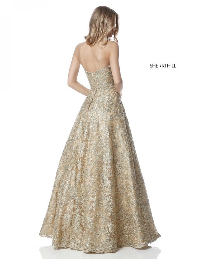 sherri hill metallic ball gown